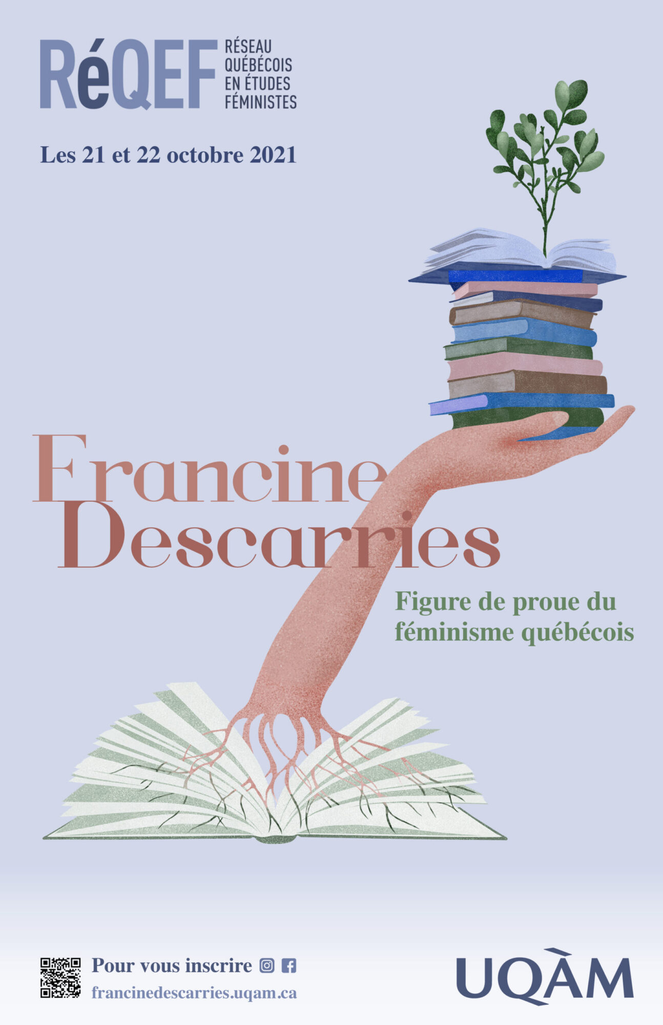 Affiche du COLLOQUE FRANCINE DESCARRIES – FIGURE DE PROUE DU FÉMINISME QUÉBÉCOIS