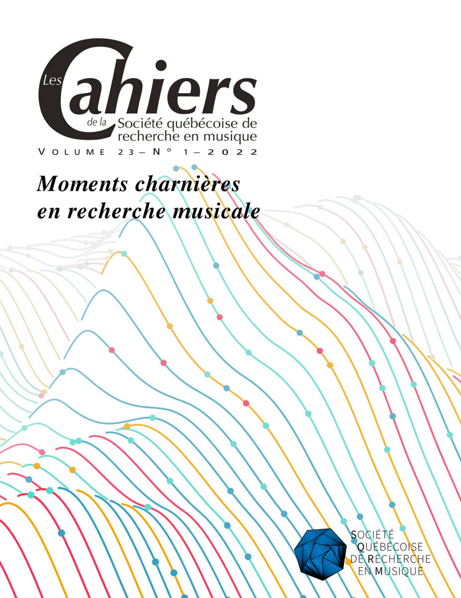 Couverture des Cahiers de la Société québécoise de recherche en musique, vol. 23, no 1, 2022 : Moments charnières en recherche musicale