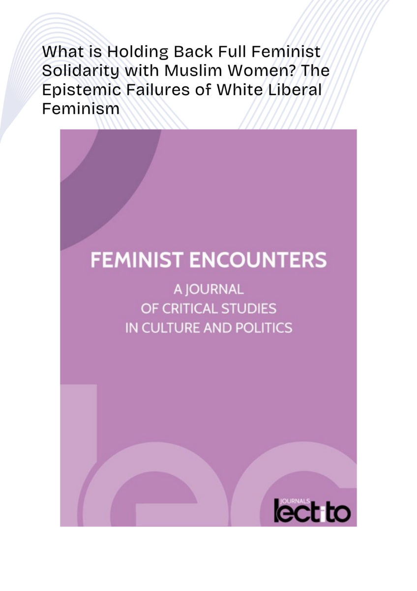 Couverture de la revue Feminist Encounters: A Journal of Critical Studies in Culture and Politics, sous le titre de l'article sur la solidarité avec les femmes musulmanes